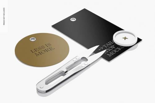 Premium PSD | Tailor shop tag mockup, left view Premium PSD