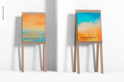 Premium PSD | Painting canvas on easel mockup Premium PSD