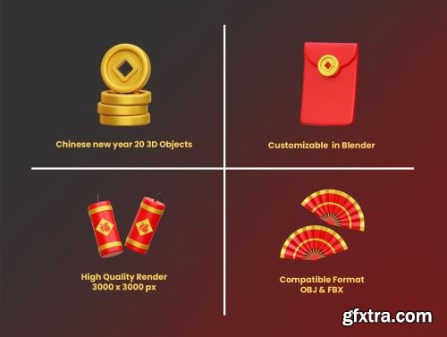 Chinese New Year 3D Icon Illustrations Ui8.net