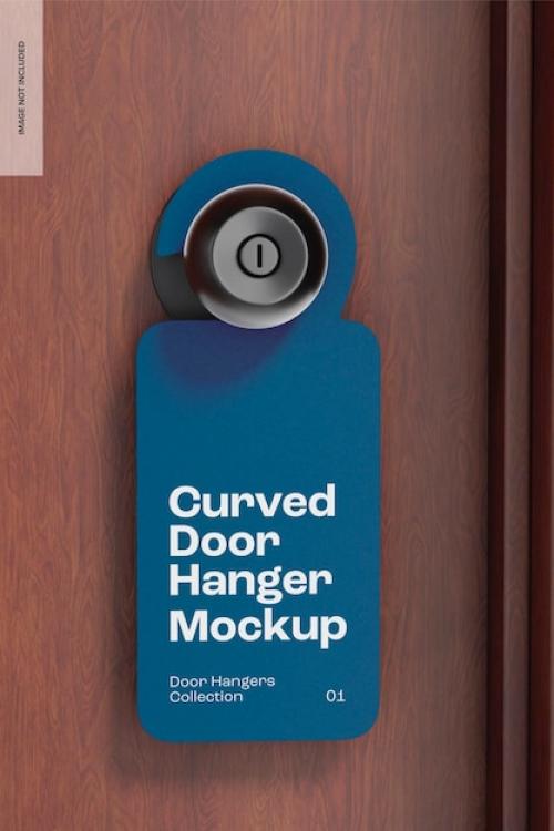 Premium PSD | Curved door hanger mockup, front view Premium PSD