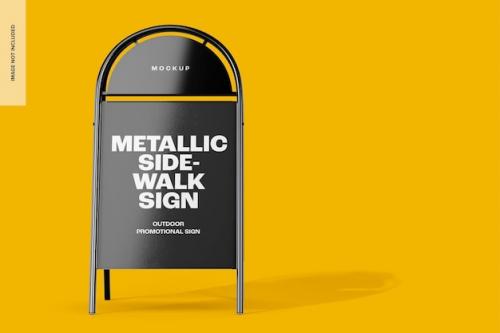 Premium PSD | Metallic sidewalk sign mockup, front view Premium PSD