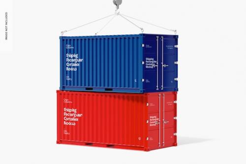 Premium PSD | Shipping rectangular containers mockup, stacked Premium PSD