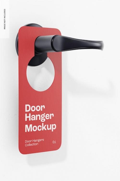 Premium PSD | Hotel room door hanger mockup, right view Premium PSD