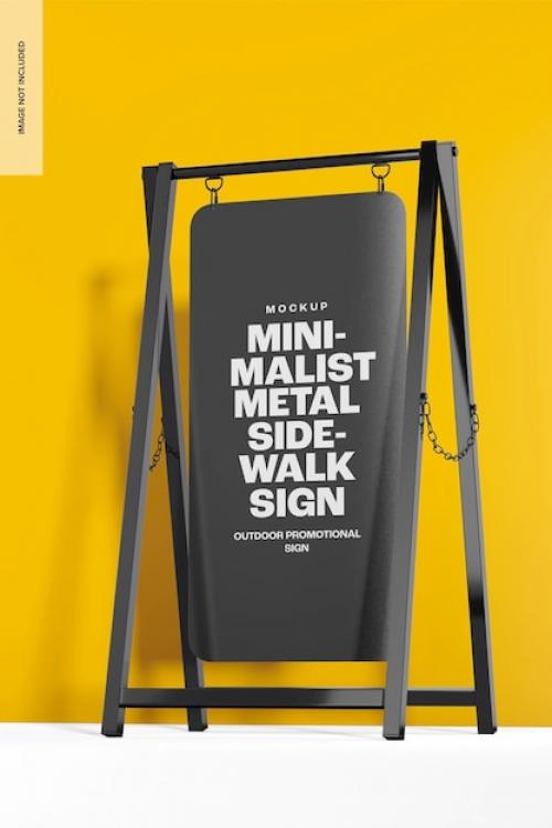 Premium PSD | Minimalist metal sidewalk sign mockup, right view Premium PSD