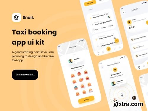 Snail Taxi booking app UI Kit Ui8.net