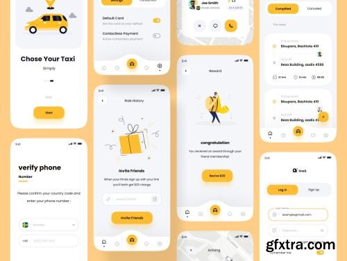 Snail Taxi booking app UI Kit Ui8.net