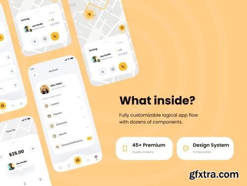 Snail Taxi booking app UI Kit Ui8.net