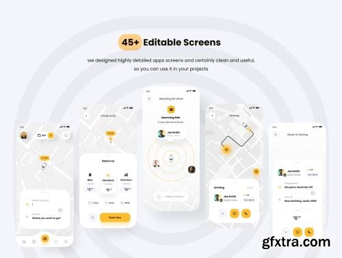 Snail Taxi booking app UI Kit Ui8.net