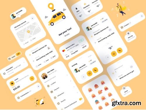 Snail Taxi booking app UI Kit Ui8.net