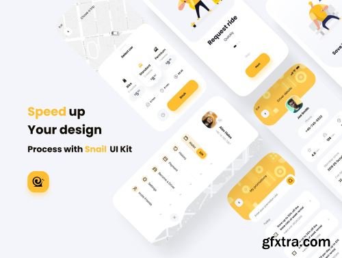 Snail Taxi booking app UI Kit Ui8.net