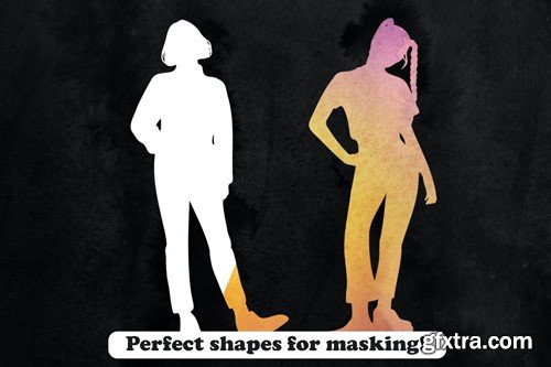 25 People Silhouette Photoshop Stamp Brushes E2Y4MM7