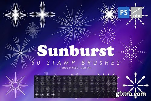 50 Boho Sunburst Photoshop Stamp Brushes BTN9R7J