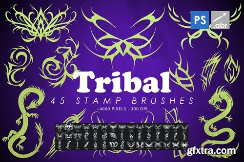 45 Tribal Tattoo Photoshop Stamp Brushes UGLX4PW