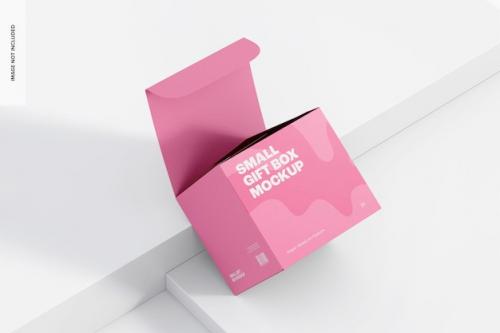 Premium PSD | Small square gift box mockup, leaned Premium PSD