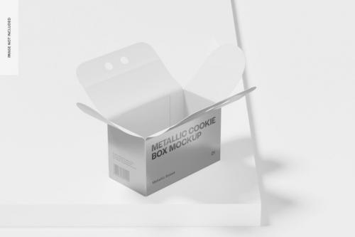 Premium PSD | Metallic cookie box mockup, opened Premium PSD