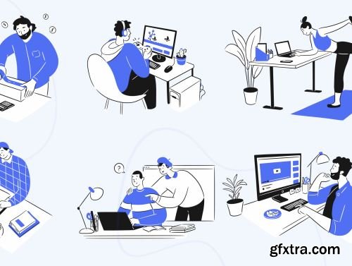 Spacy - Workspace Activity Illustration Set Ui8.net