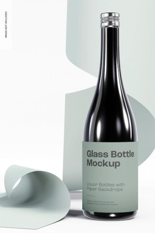 Premium PSD | Glass bottle with paper label mockup, front view Premium PSD