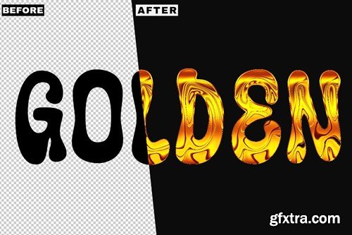 3 PSD Text Effect Chrome - Golden - Glitch 5QDRNYU