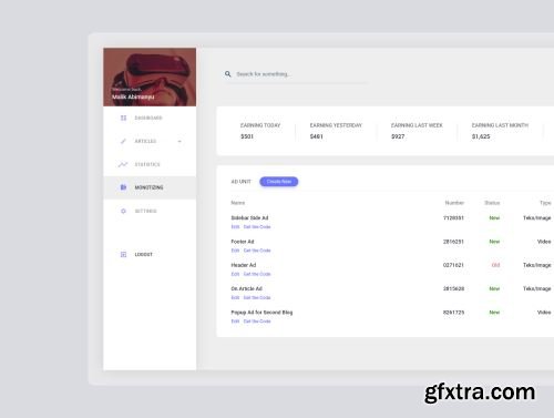 Blogger Dashboard UI Kit Ui8.net