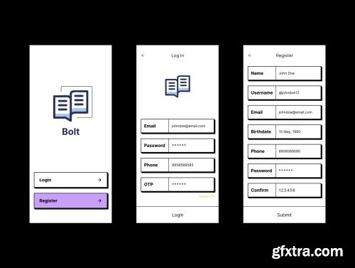 BOLT - Notes app (Neubrutalism Ui Design) Ui8.net