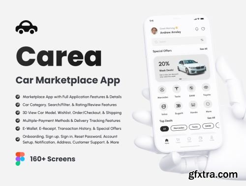 Carea - Car Marketplace App UI Kit Ui8.net