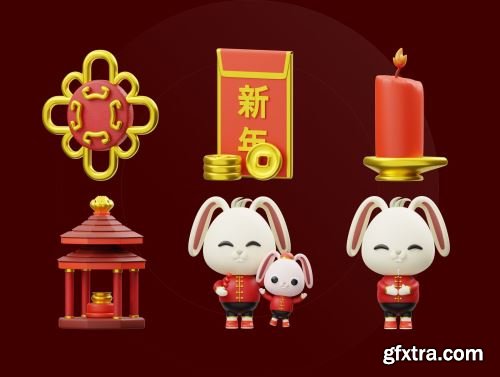 Chinese New Year 3D Illustration Ui8.net