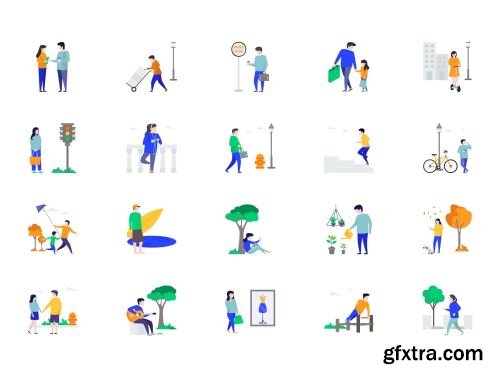 City Life Activities Illustrations Ui8.net