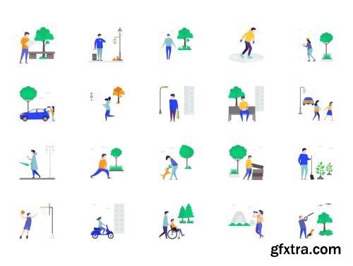 City Life Activities Illustrations Ui8.net