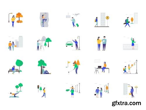 City Life Activities Illustrations Ui8.net