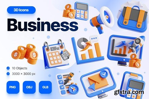 3D Business Icons Illustration JJX7SL2