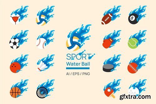 Sports Water Ball splash element illustration Pack L7VMJ9K