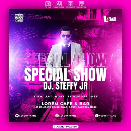 Premium PSD | Special show dj social media feed template Premium PSD