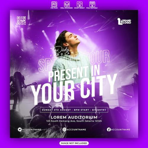 Premium PSD | Concert event social media feed template Premium PSD