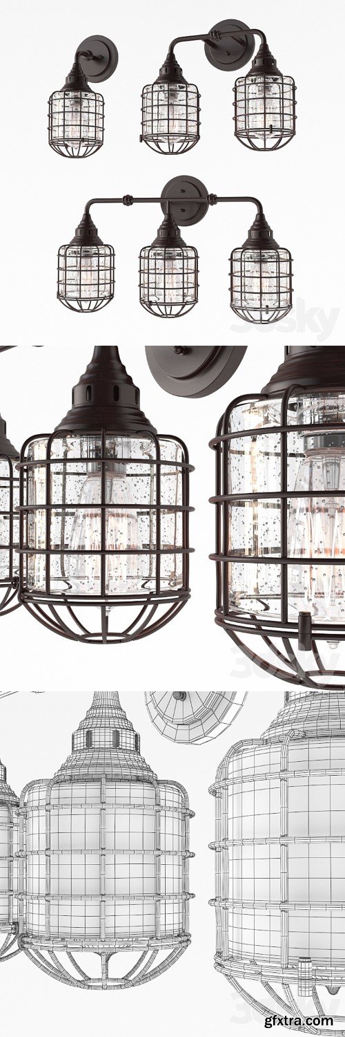 RUSTIC LOFT CAGE BATH LIGHT WL