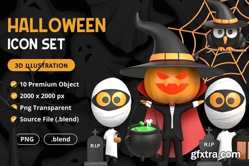 3D Halloween Icon Set HX6MBDY