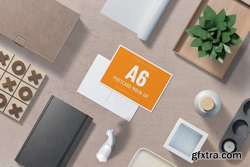 A6 Landscape Postcard Mockup Set 3MSUK6T