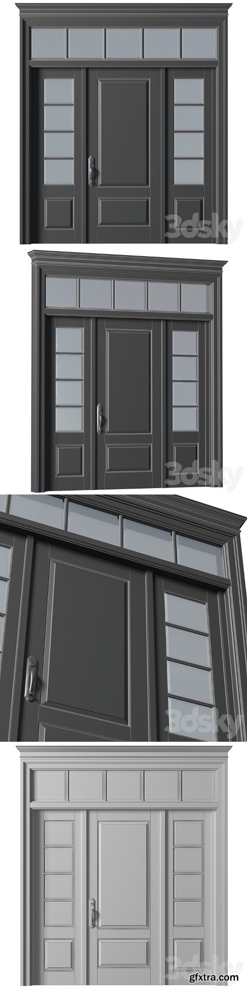 Entrance modern classic street doors. Entrance to the house.Front Iron Doors. Outdoor Entrance classic door.Art Deco External Doors. Exterior Door.Street Doors.Double Exterior Door