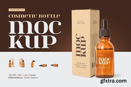 Amber Dropper Cosmetic Bottle Mockup ME8M4GW