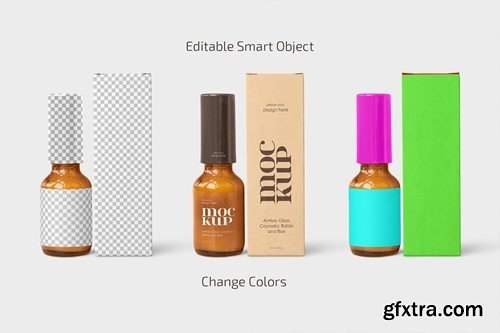 Amber Glass Cosmetic Bottle Mockup GMM8KEF