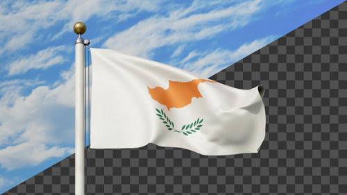 Videohive - Cyprus Flag Waving on a Flag Pole, Alpha Included - 47813917 - 47813917