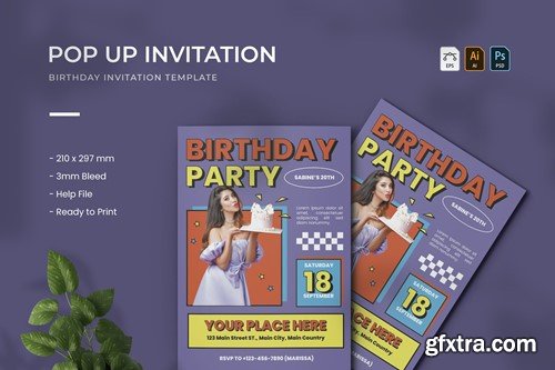 Pop Up - Birthday Invitation 6MLFLTH