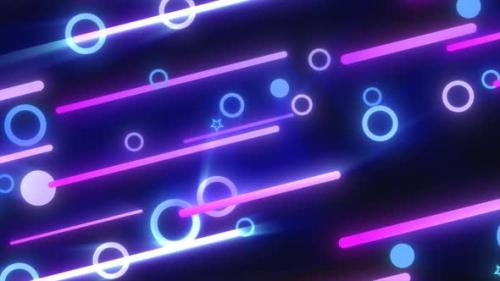 Videohive - Blue purple glowing geometric abstract background pattern of flying lines and circles - 47898724 - 47898724