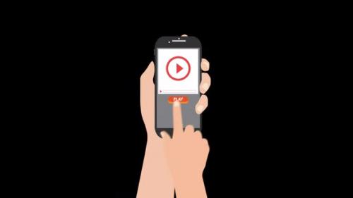 Videohive - Tapping Phone Play Button Alpha Channel - 47901067 - 47901067