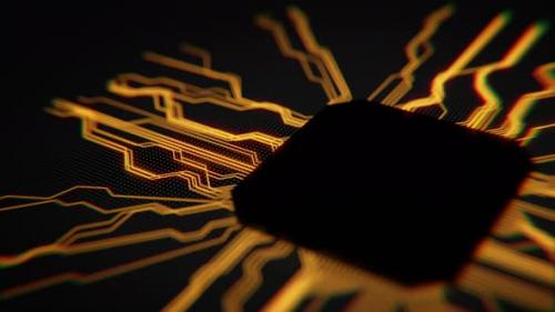 Videohive - Computer Chip Falling In Place - 47901080 - 47901080