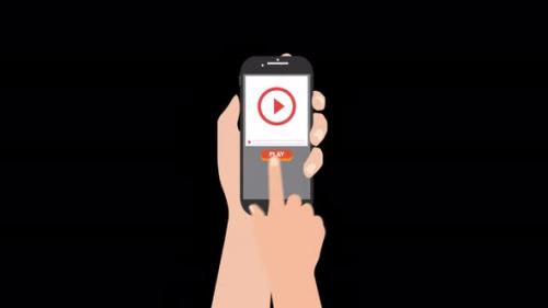 Videohive - Tapping Phone Play Button Alpha Channel 4K - 47901089 - 47901089