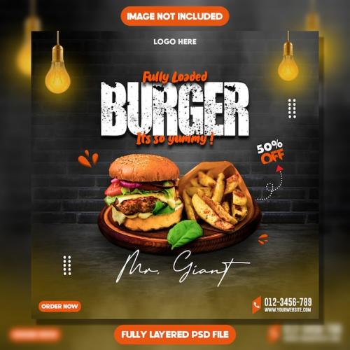 Premium PSD | Restaurant burger poster design Premium PSD