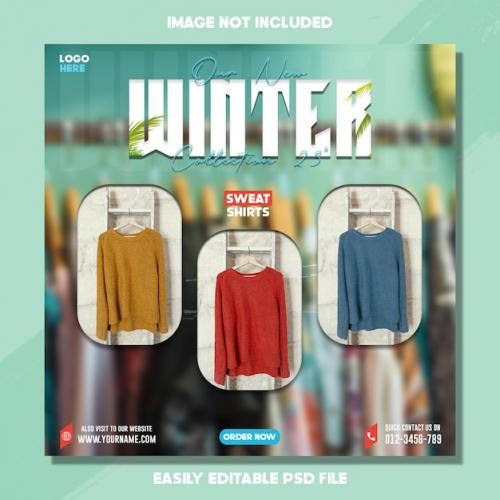 Premium PSD | Social media winter poster design psd template Premium PSD