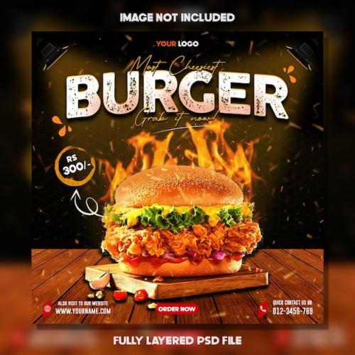 Premium PSD | Modern psd social media restaurant burger poster design Premium PSD