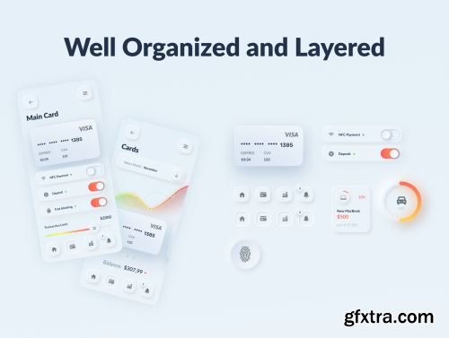 Skeuomorph Wallet Banking App UI Kit Ui8.net