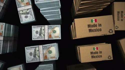 Videohive - Made in Mexico box and US Dollar money pack loop 3d - 47906973 - 47906973